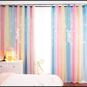 Unistar 2 panels blackout stars curtains for kids girls bedrooms.